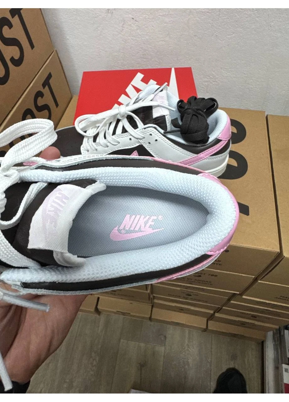 Белые демисезонные кроссовки мужские nike dunk low white brown pink найк данк белые No Brand