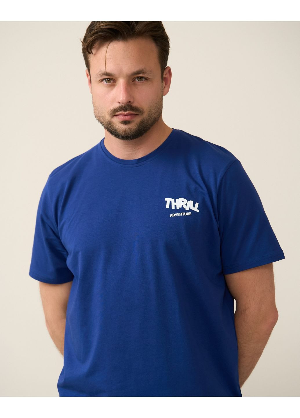 Мужская пижама большого размера, хлопчатобумажная пижама для мужчин батал синие брюки и футболка Nicoletta Піжама чоловіча (363040198)