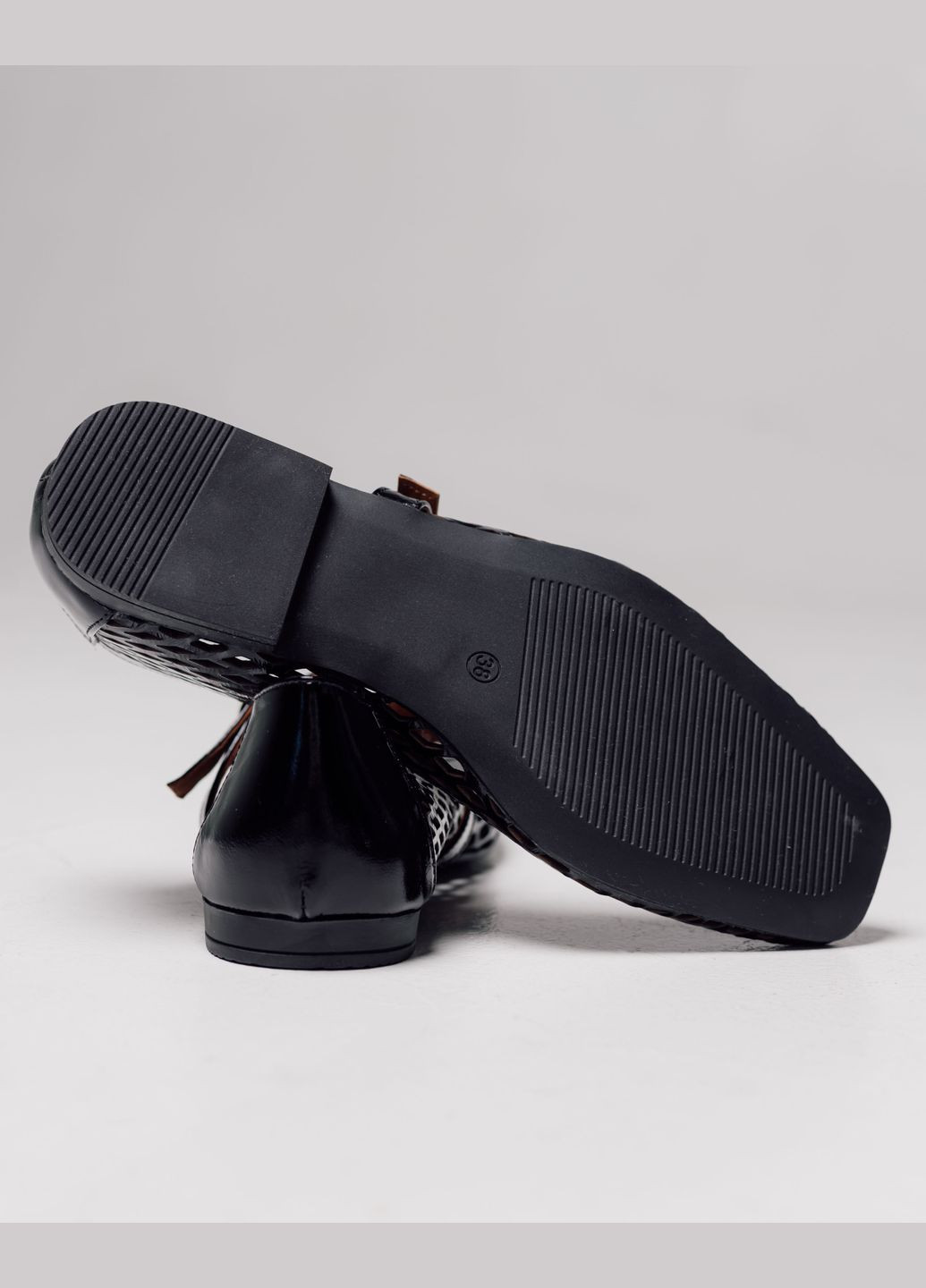 Женские балетки перфорированные Krula | чёрные перфорация натуральная кожа (322029602)