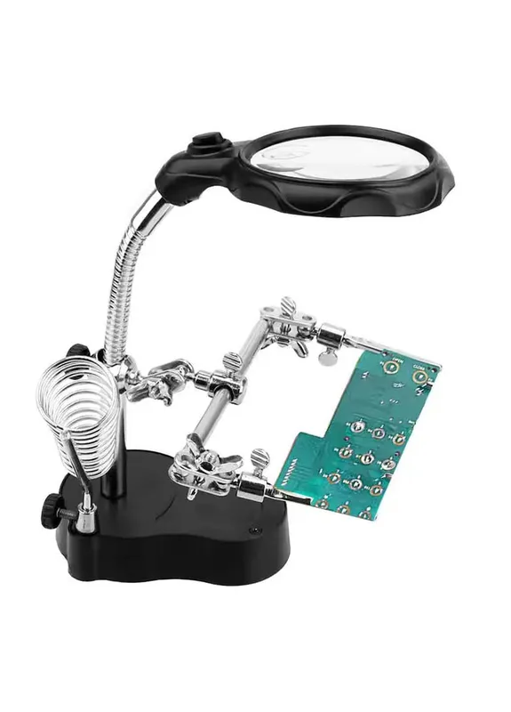 Держатель для плат TE-801 / LED подсветка / лупа / подставка для паяльника / третья рука TELIJIA (326806617)