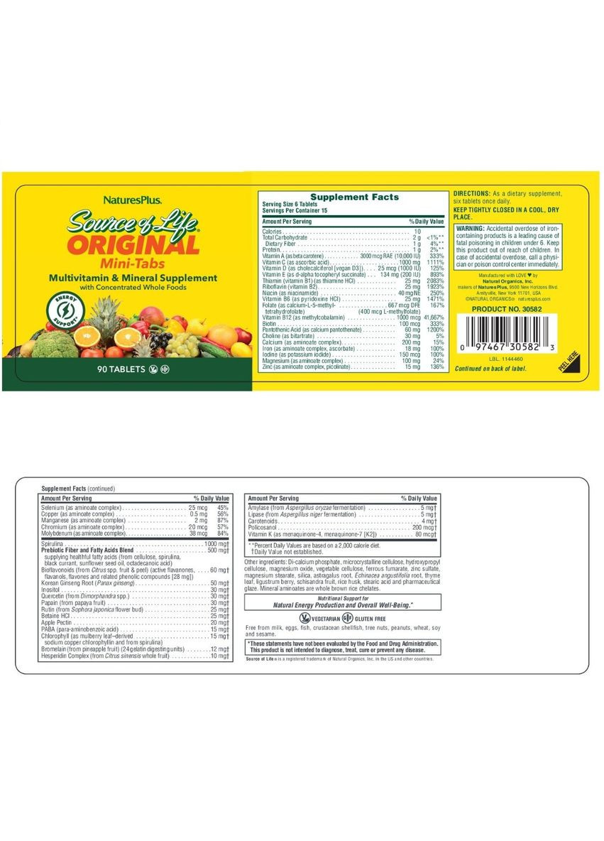 Мультивитамины, Source of Life,, 90 мини таблеток Natures Plus (326055220)