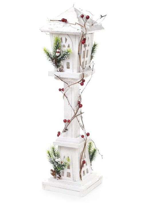 Декоративный фонарь Зимний домик 60см белый LED подсветка для дома и улицы светильник для зимнего декора Bona (368991246)