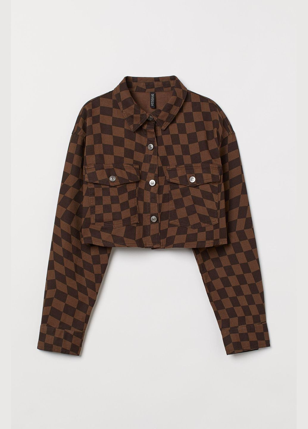 Коричнева джинсова куртка,коричневий в клітку, divided H&M