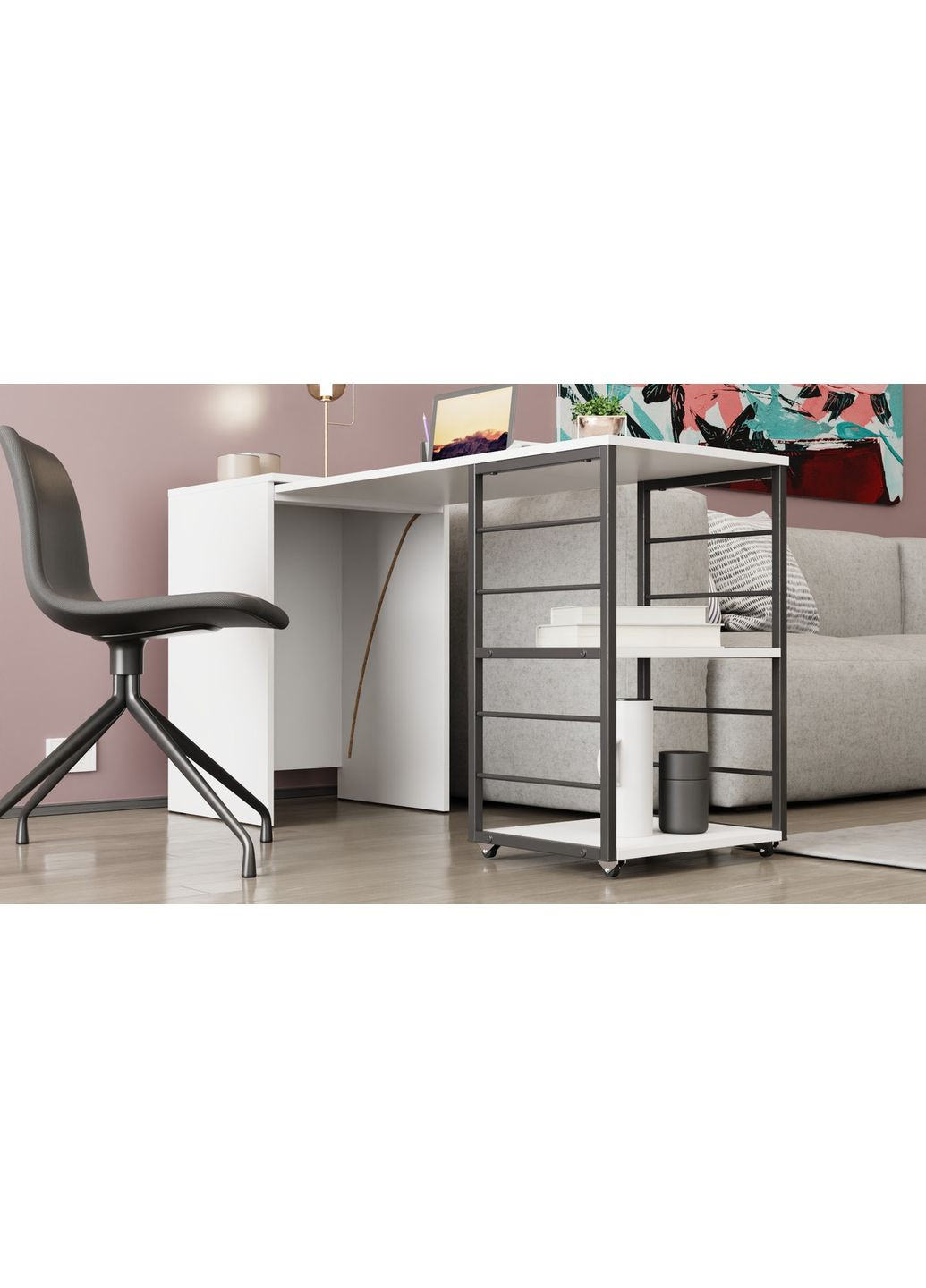 Стол-тумба трансформер Смарт 2/1 750x1450x500 Черный металл ДСП Белое 16 мм (FRD-105095) Ferrum-decor (365444980)