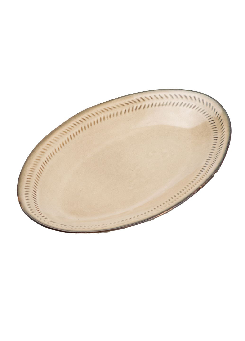 Тарілка сервірувальна керамічна 27,5 см у стилі ретро, бежевий TS Kitchen HP23377 No Brand (352527722)
