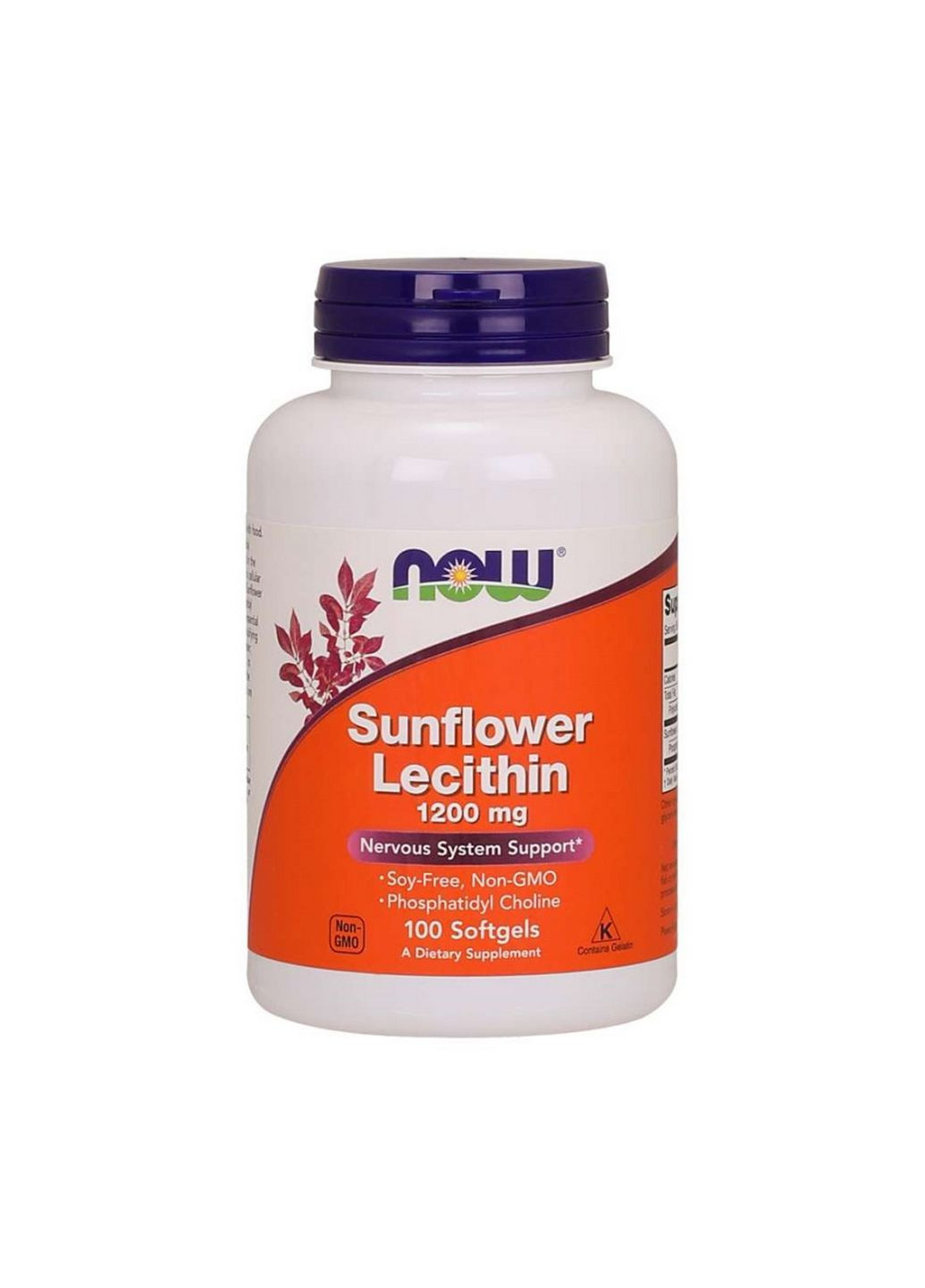 Натуральна добавка Sunflower Lecithin 1200 mg, 100 капсул Now (293480940)