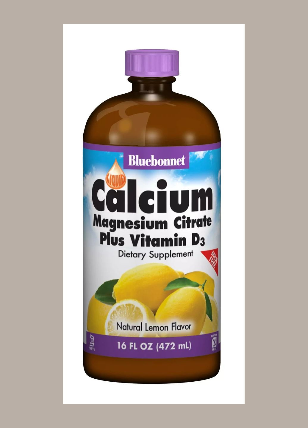 Рідкий Кальцій Цитрат Магнію + Вітамін D3, Смак Лимону,, 16 рiдких унцiй (472 мл) Bluebonnet Nutrition (292007230)