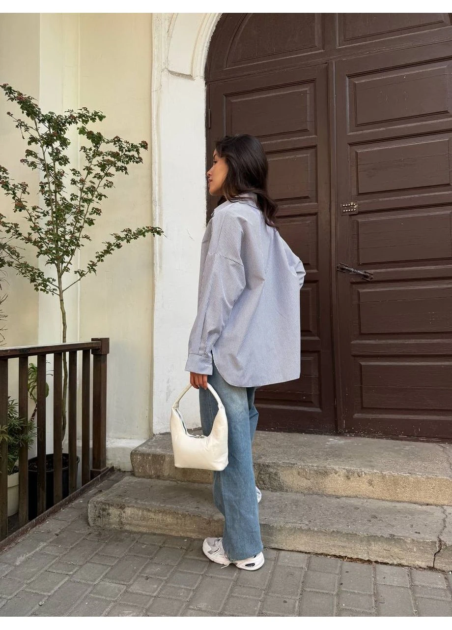 Сорочка класична жіноча в смужку сiрого кольору 37532 Fashion (386437675)