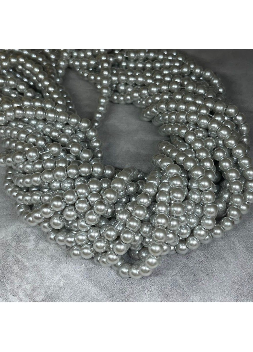 Жемчуг стеклянный 6 мм, цвет- светло-серый, ≈142 шт No Brand (315504791)