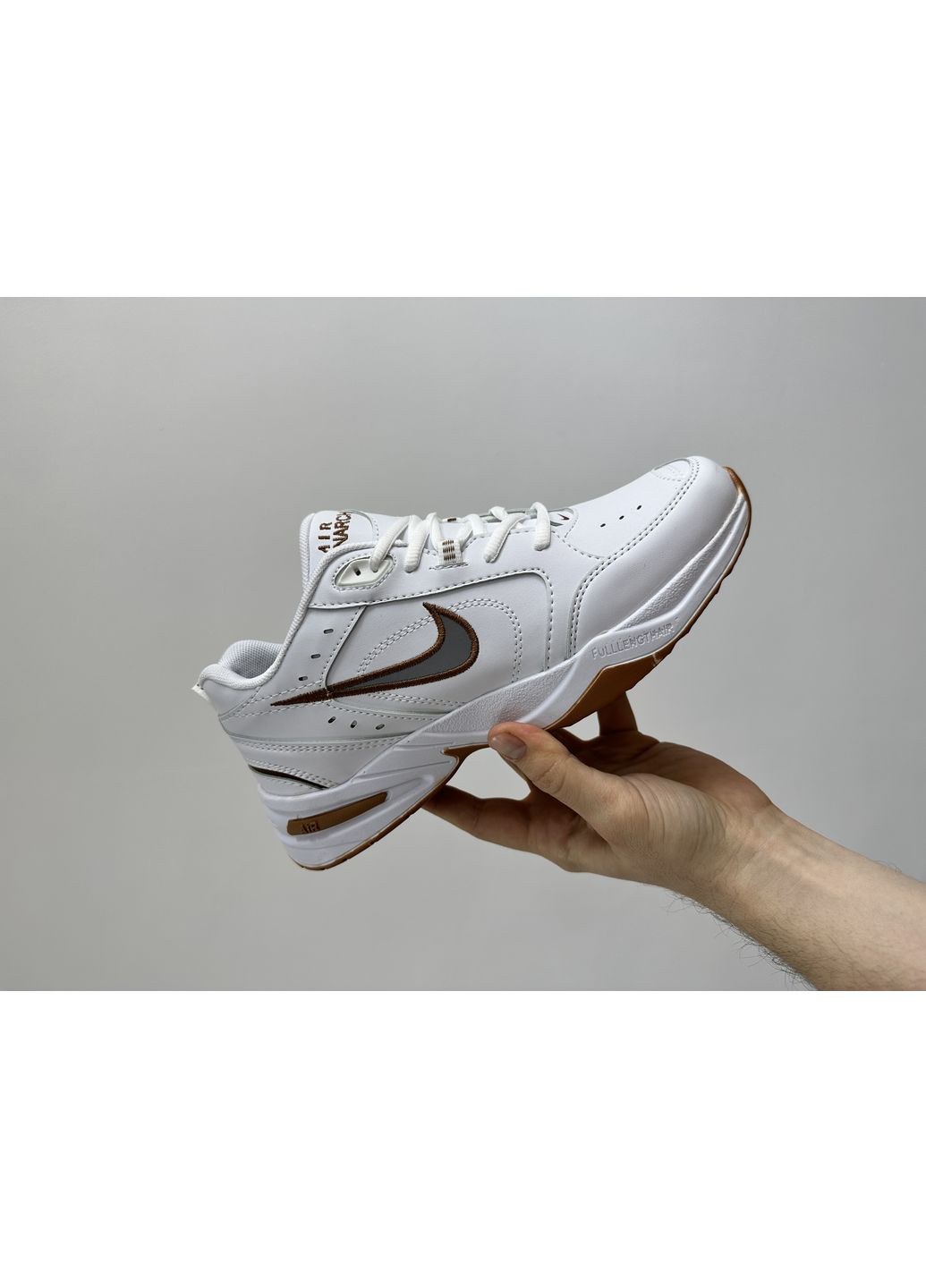 Білі Осінні кросівки чоловічі nike air monarch white / brown найк аір монарх No Brand