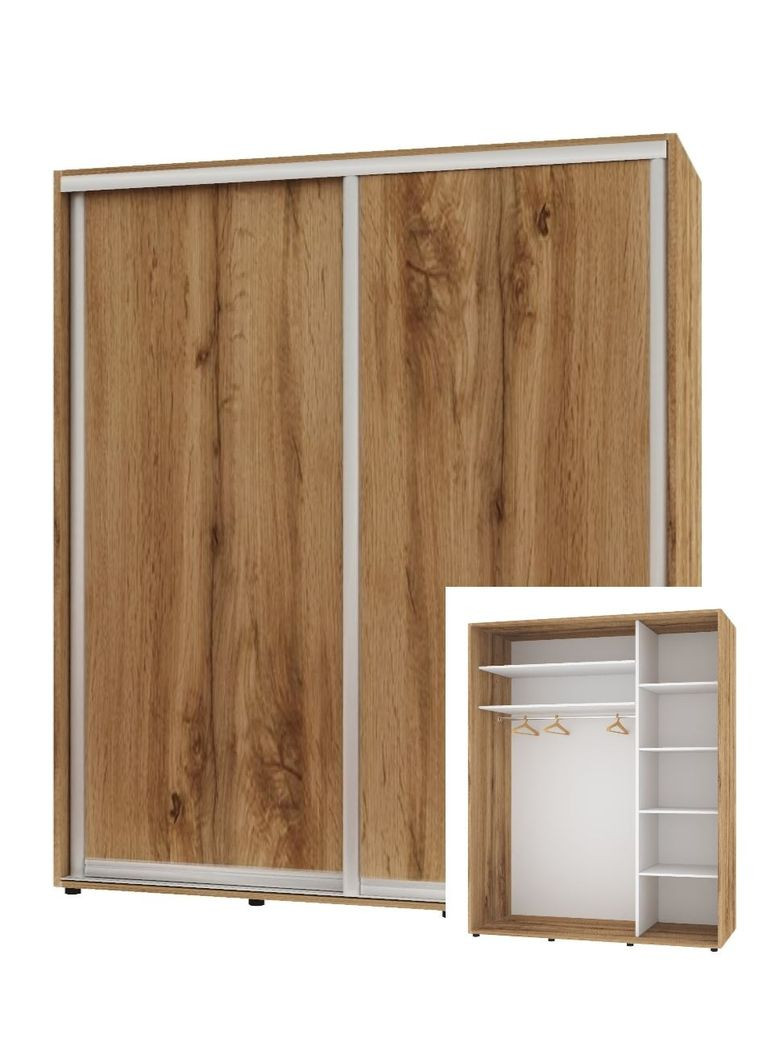 Шкаф-купе двухдверный Комфорт Мебель 200*60*210 см Дуб золотой 2 двери ДСП Стандарт Комфорт Меблі (360474439)