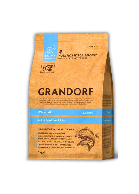 Сухий корм для собак Біла риба для дорослих собак середніх та великих порід 1 кг Grandorf (346476315)