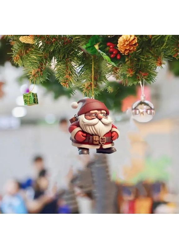 Акриловый Санта Клаус (Дед Мороз) елочная игрушка или подвеска в машину, подвеска на ключи No Brand (314813459)