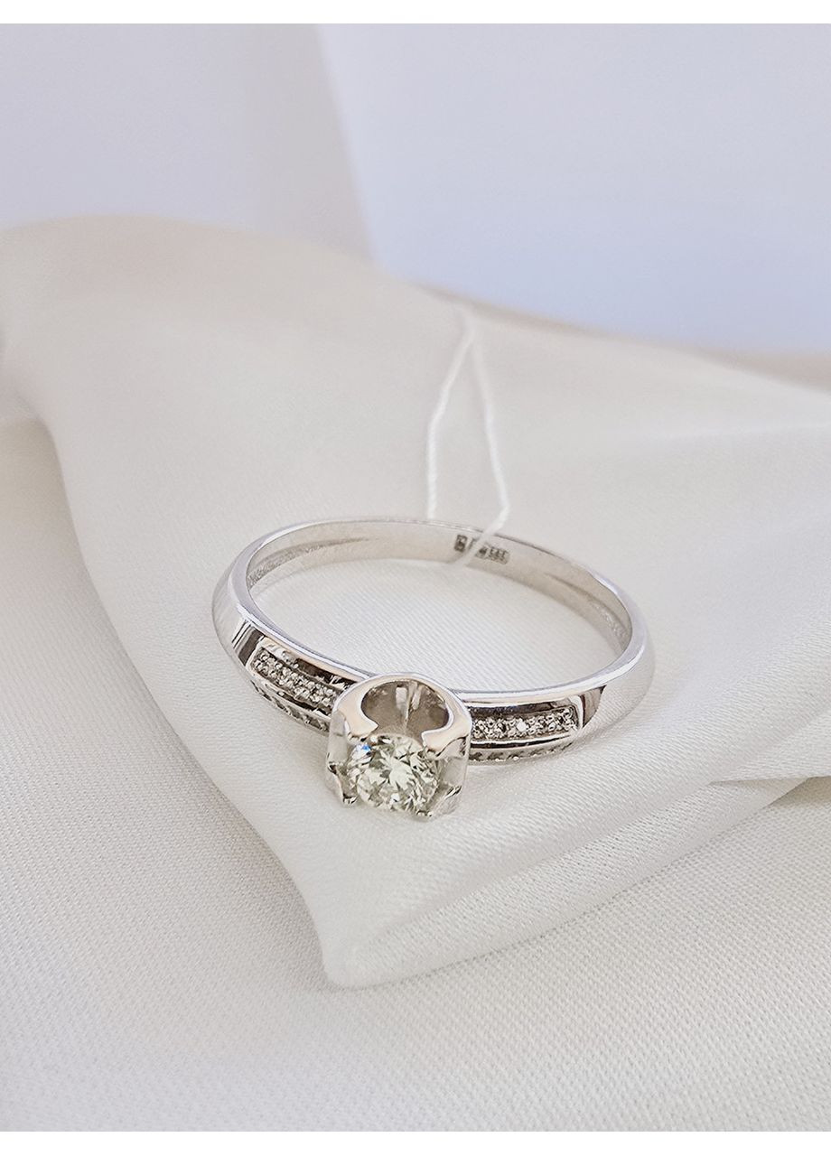 Золотое кольцо с бриллиантами, белое золото 585 пробы (17,5р). SOVA jewelry house (368778952)