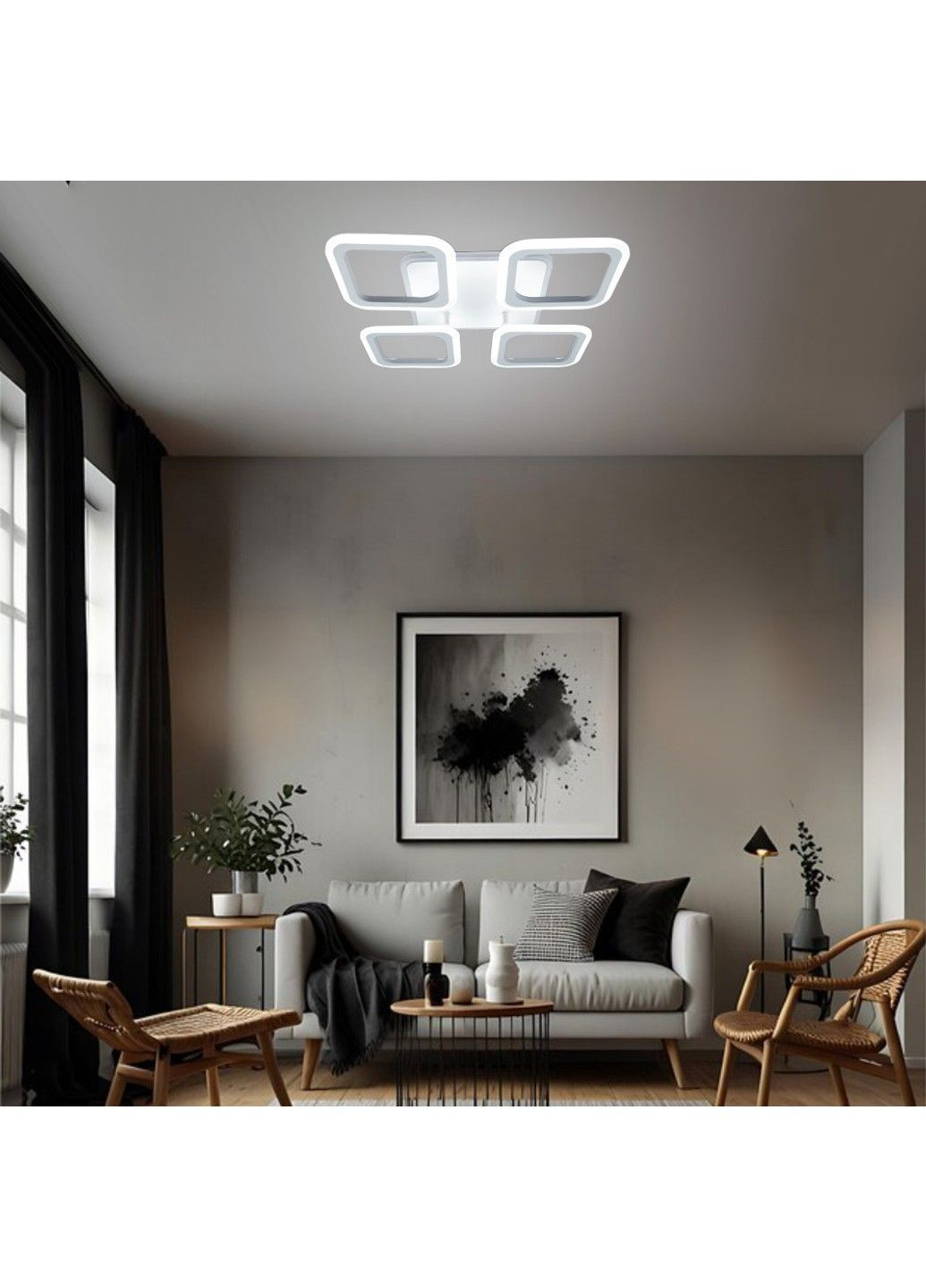 Управляемая светодиодная люстра ROOM RGB 70W 4S SMART 385×385×75-WHITE-220-IP20 ESLLSE (313438572)