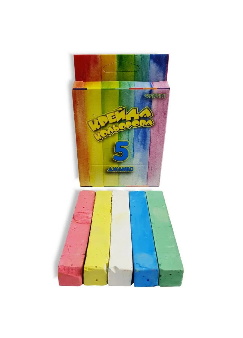 Кольорова канцелярська крейда для малювання на будь-яких поверхнях, набір 5 шт Graffiti (328265882)