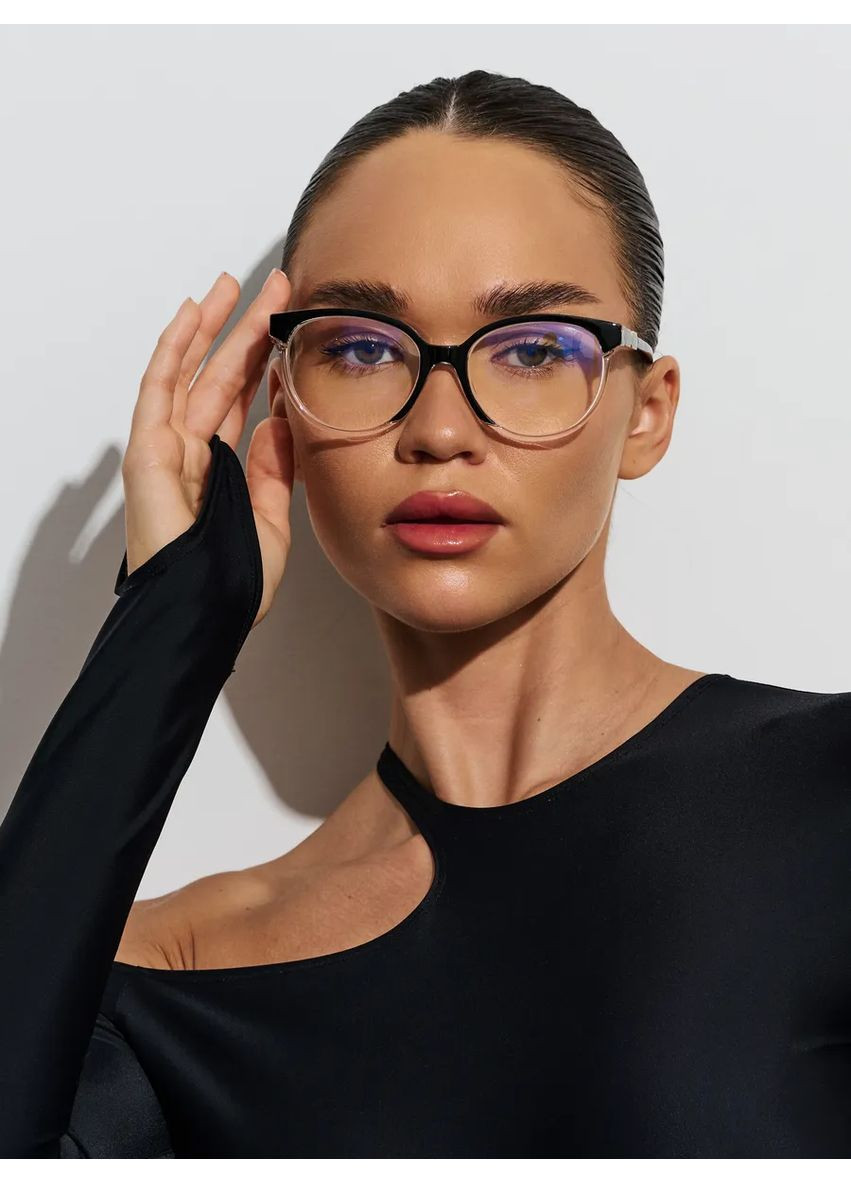 Готовые женские пластиковые очки кругляши для зрения +2.25 для чтения прозрачная линза Ralph (372512174)