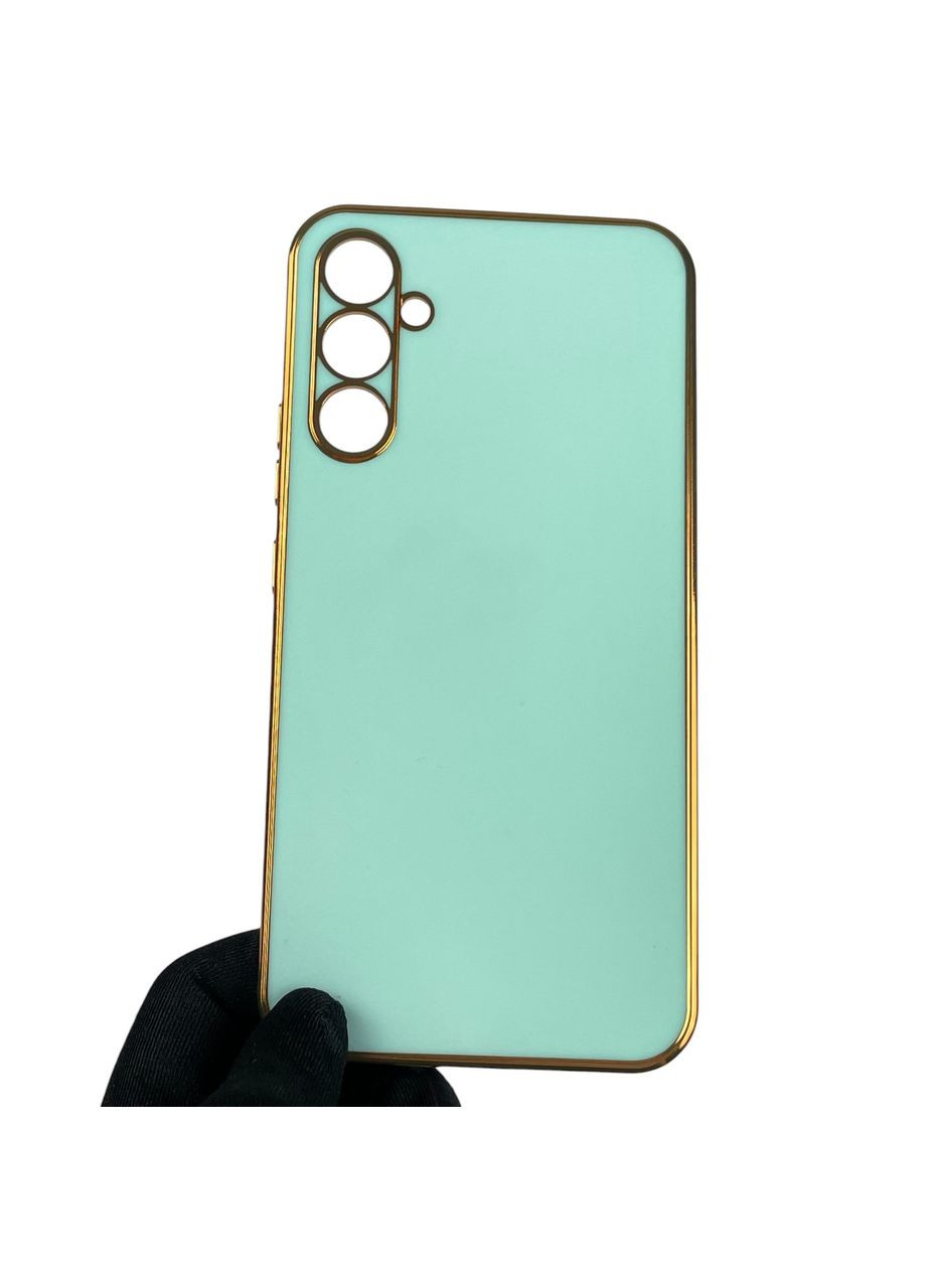 Чохол для Galaxy A34 5G SM-A346E глянсовий із золотою окантовкою із захистом камери на самсунг а34 бірюзовий Samsung (366020857)