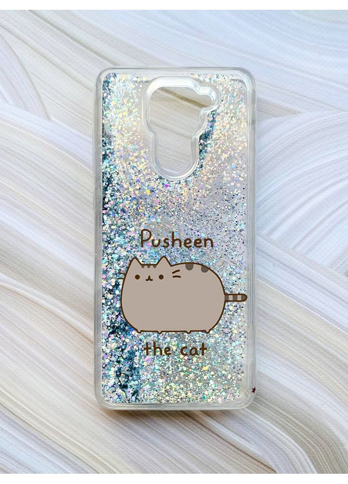 Чохол з плаваючими срібними блискітками на Xiaomi Redmi Note 9/10X Пушин котик (принт 412) Creative (356124036)