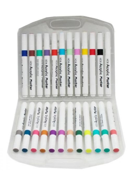 Акрилові маркери в прозорому кейсі, 24 кольори для малювання No Brand (316319151)