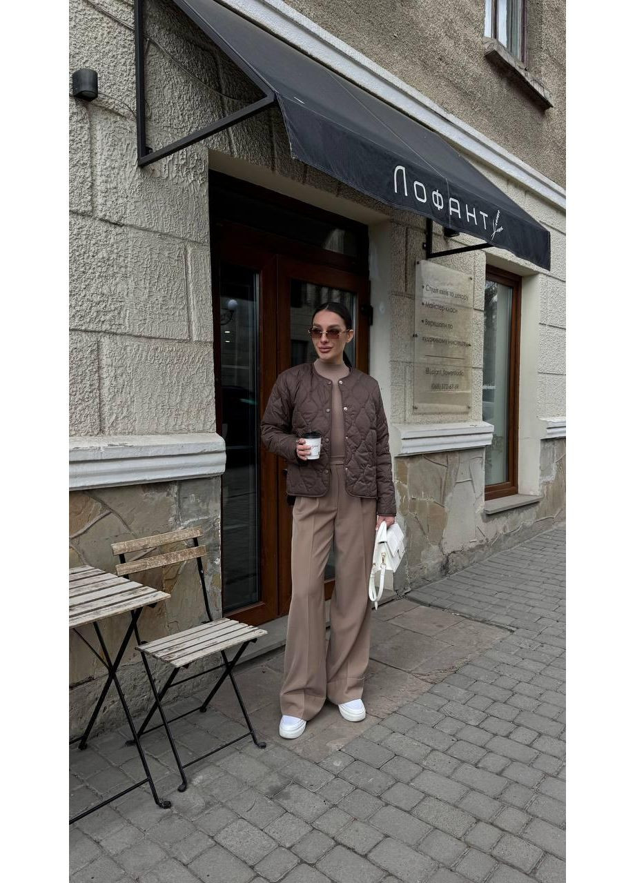 Куртка женская стеганная Zara style свободного кроя на кнопках плащевка демисезон No Brand Maka 508 (352168111)