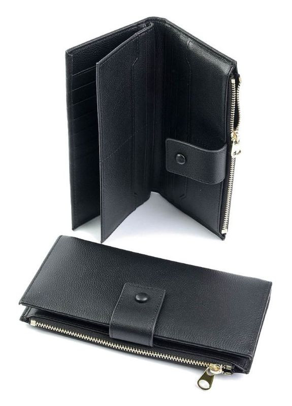 Жіночий шкіряний гаманець чорний No Brand (294629427)