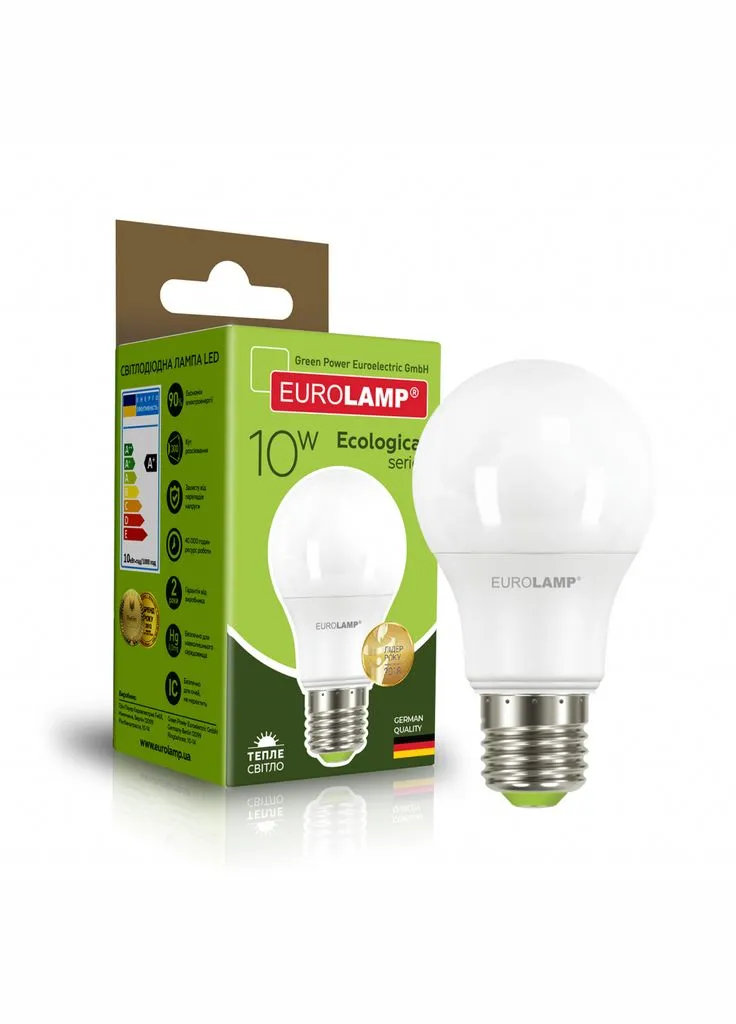 Лампочка LED А60 10W E27 3000K 220V (LED-A60-10273(P)) Eurolamp (391121261)