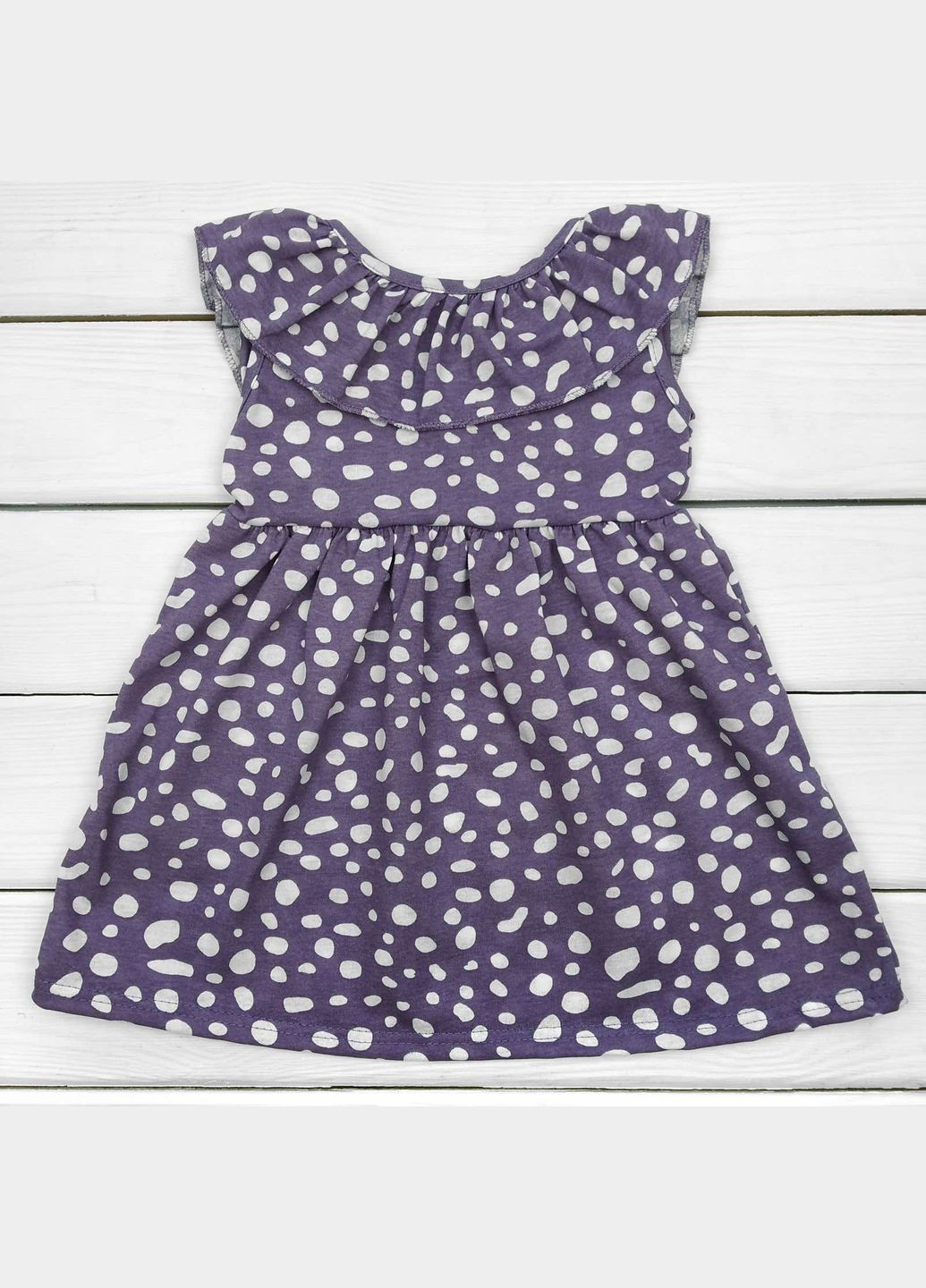 Фиолетовое платье с воланом и завязкой на спине горошек фиолетовый Malena (279760650)