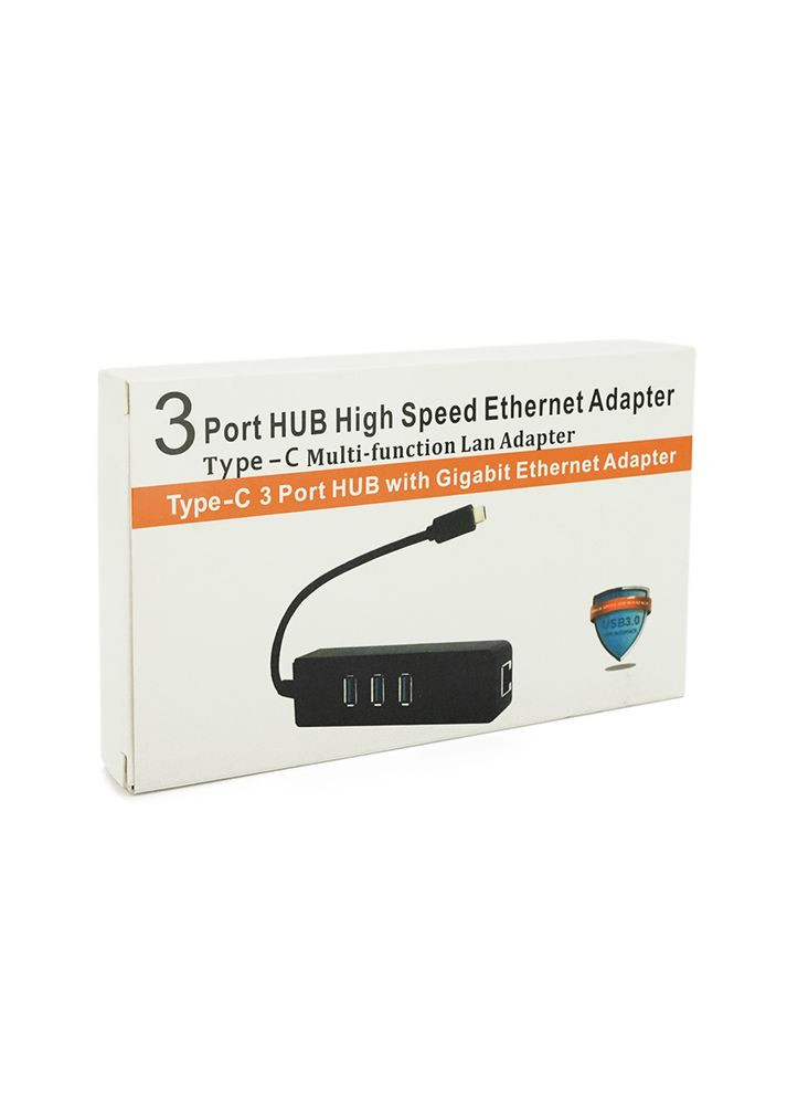 TypeC-хаб, 3хUSB 3.0+1 Gigabit Lan, Black, Box Voltronic (315718990)