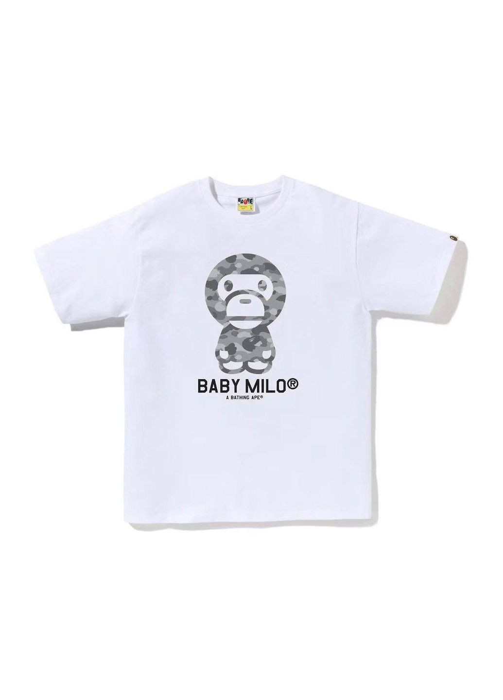 Белая футболка белая с передним красивым принтом, стильная, в стиле bape a bathing ape No Brand