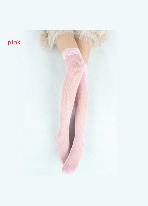 Чулки в сеточку (без силиконовой полоски) 1/2 розовый No Brand (322519749)