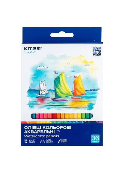 Карандаши цветные Classic акварельные, 36 цветов (K-1052) Kite Classic акварельні, 36 кольорів (389993182)