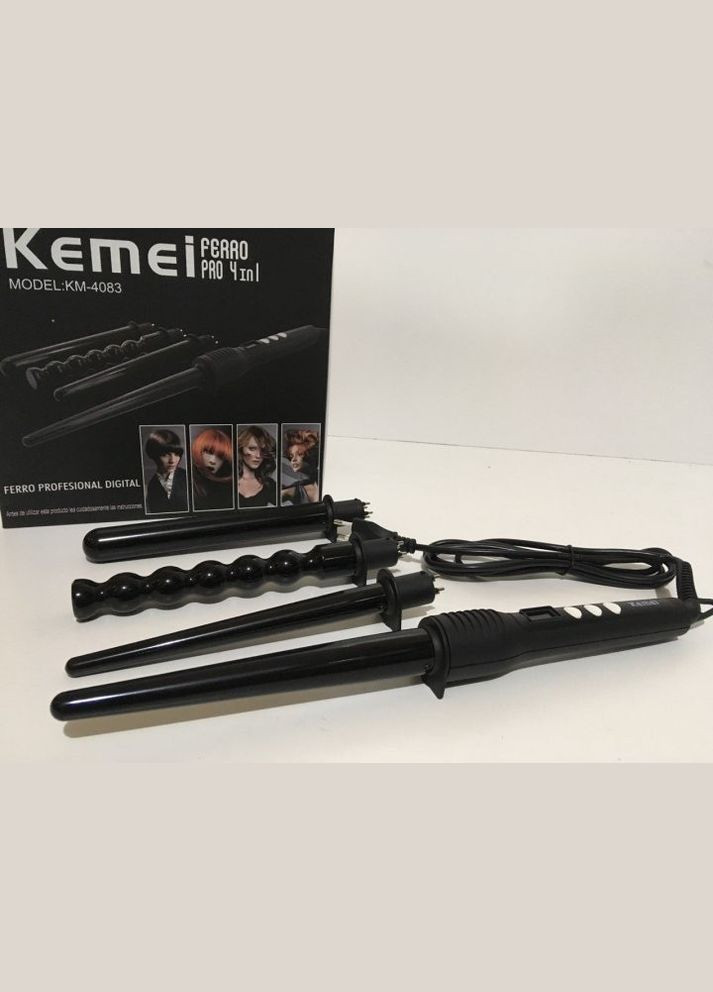Професійний стайлер плойка для волосся 4 в 1 з керамічним покриттям KM-4083 Pro Чорна Kemei (306716569)