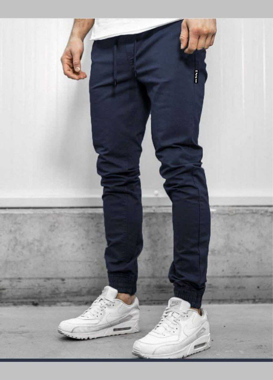 Синие спортивные, повседневный, кэжуал демисезонные джоггеры брюки No Brand