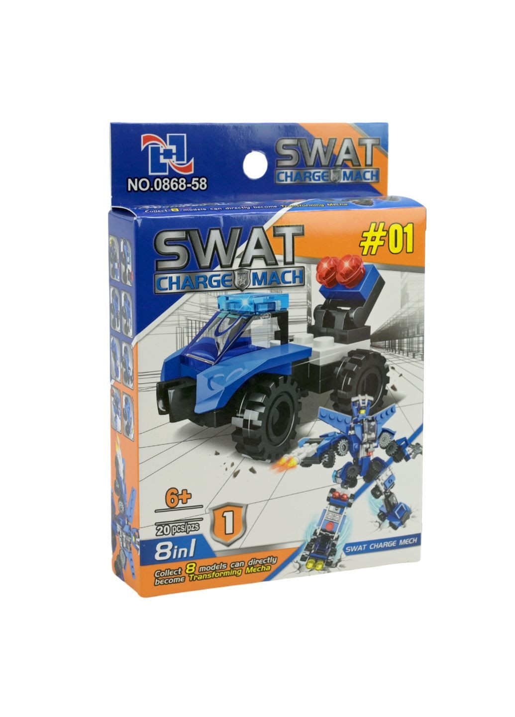 Збірна модель робот-машина поліція 8 в 1, 8 варіантів, в коробці, в асортименті - No Brand 0868-58 (371925428)