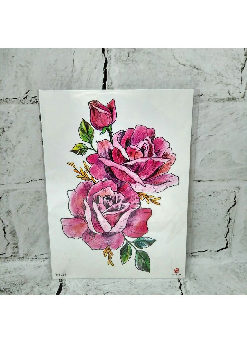 Флеш тату тимчасове татуювання на тіло аркуш 21х15 см Троянди No Brand (349824085)