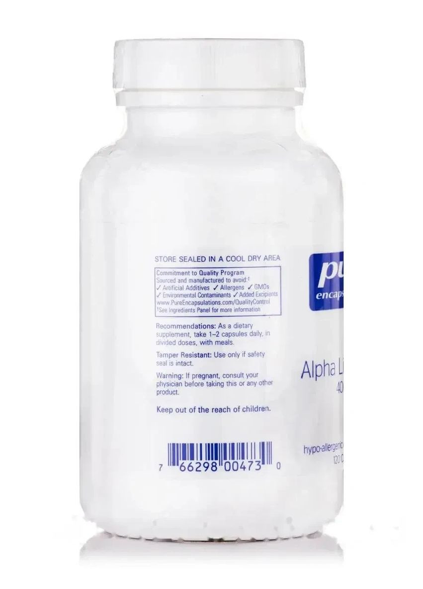 Альфа-ліпоєва кислота (Alpha Lipoic Acid) 400 мг 120 капсул Pure Encapsulations (370188665)