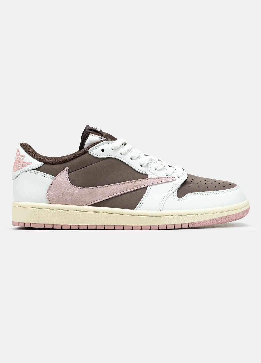 Кросівки жіночі Nike Air Jordan 1 Low x Travis Scott white brown pink | Найк Аір джордан 1 білі коричневі рожеві No Brand білі всесезони (315018958)