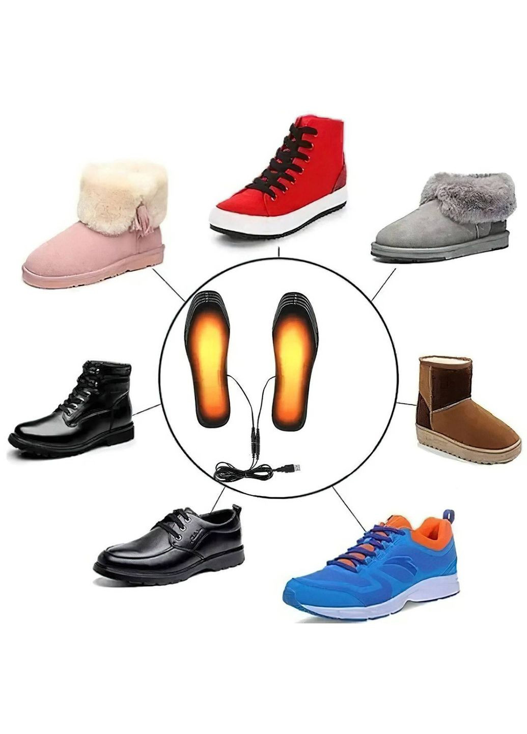 Стельки для обуви с подогревом универсальные черные теплые стельки термостельки c usb No Brand (330143792)