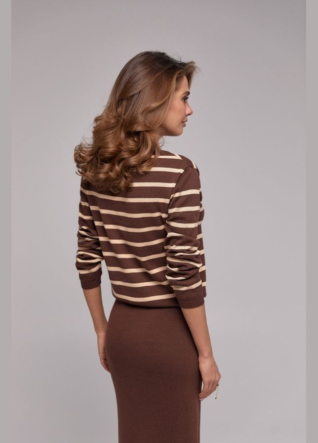 Коричневий демісезонний джемпер у смужку з віскози та бамбука (2800) Triko Bakh