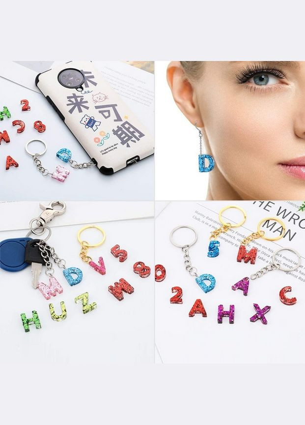 Форми молди для створення брелок Латинський алфавіт для епоксидної смоли 209 предметів No Brand 2878 (326598405)