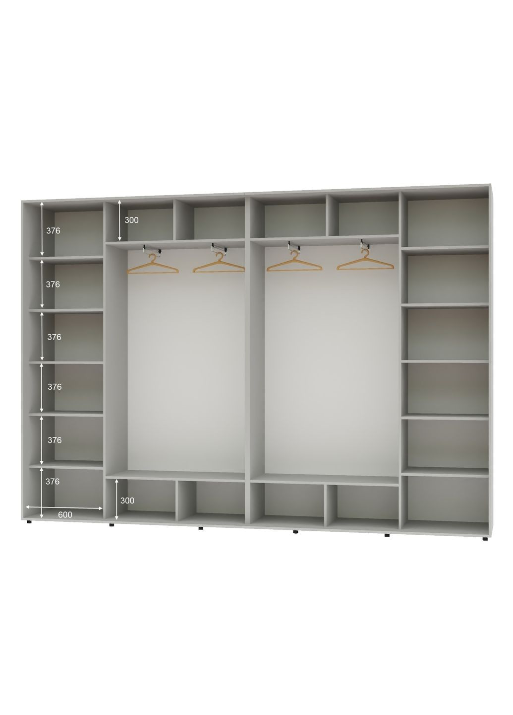 Шафа-купе чотиридверна 350*45*240 Сірий 4 двері Дзеркало Алекса (360477335)