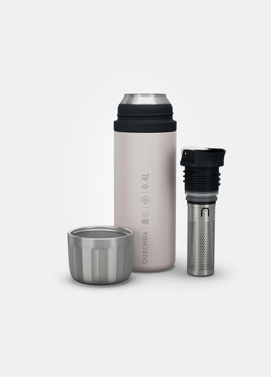 Термос 400мл Нержавіюча Сталь Білий Quechua (342966943)