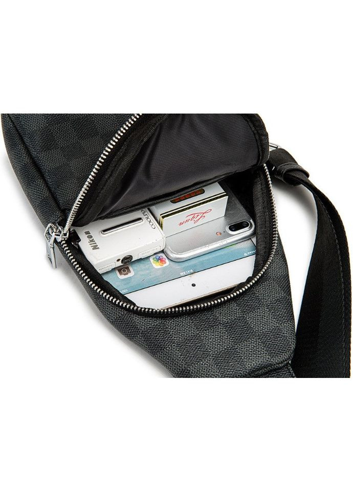 Чоловіча сумка бананка слінг + клач гаманець на блискавці Чорний No Brand (301212261)