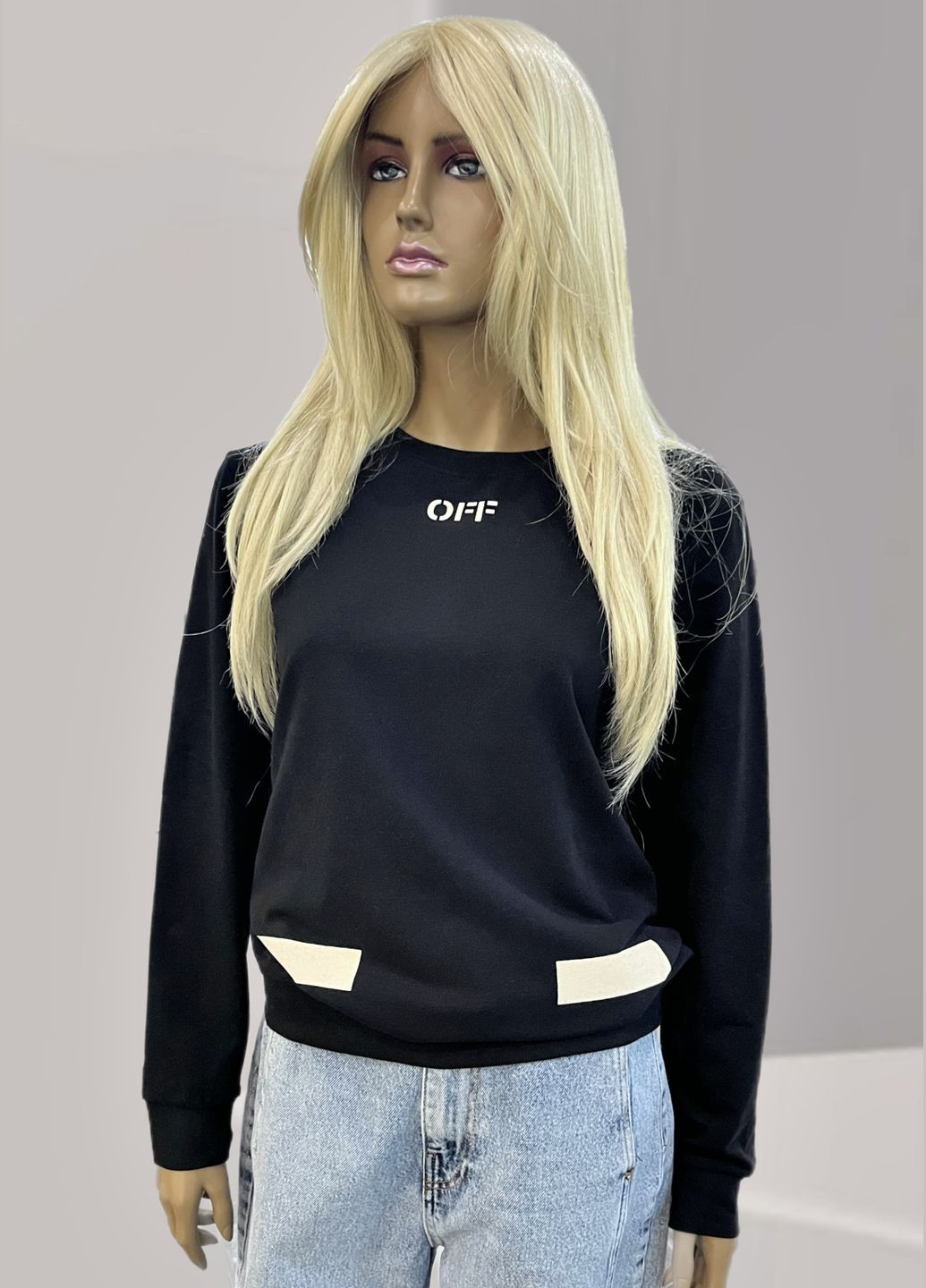 Черный брендовый свитшот off white люкс качества (316421694)