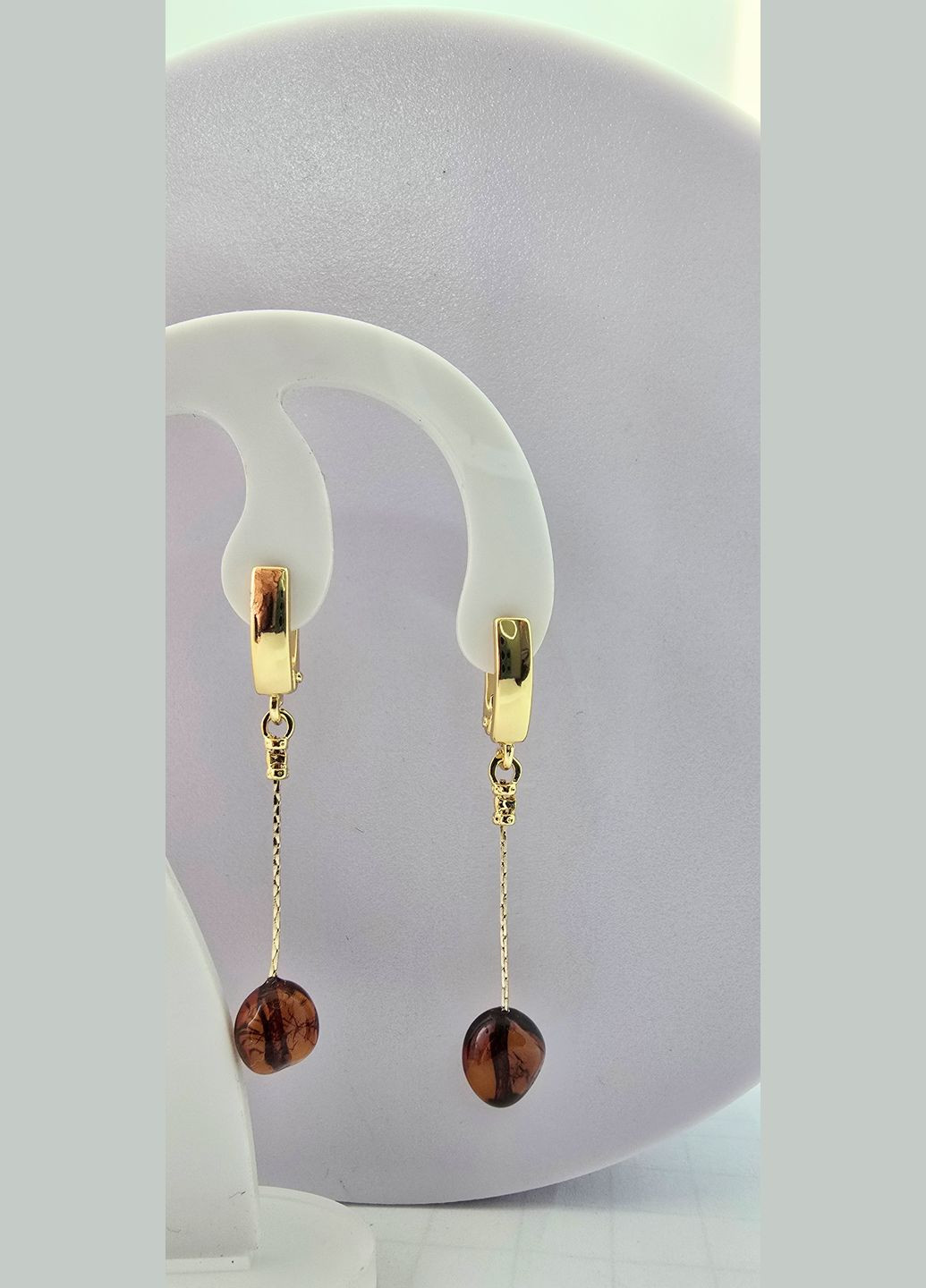 Серьги 3268 из натурального янтаря коньячный оттенок MINOV (332769500)