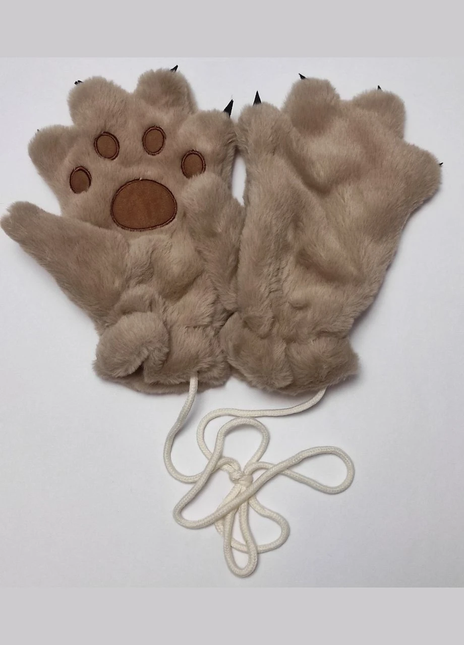 Рукавички хутряні Котячі лапки капучино No Brand (315403129)