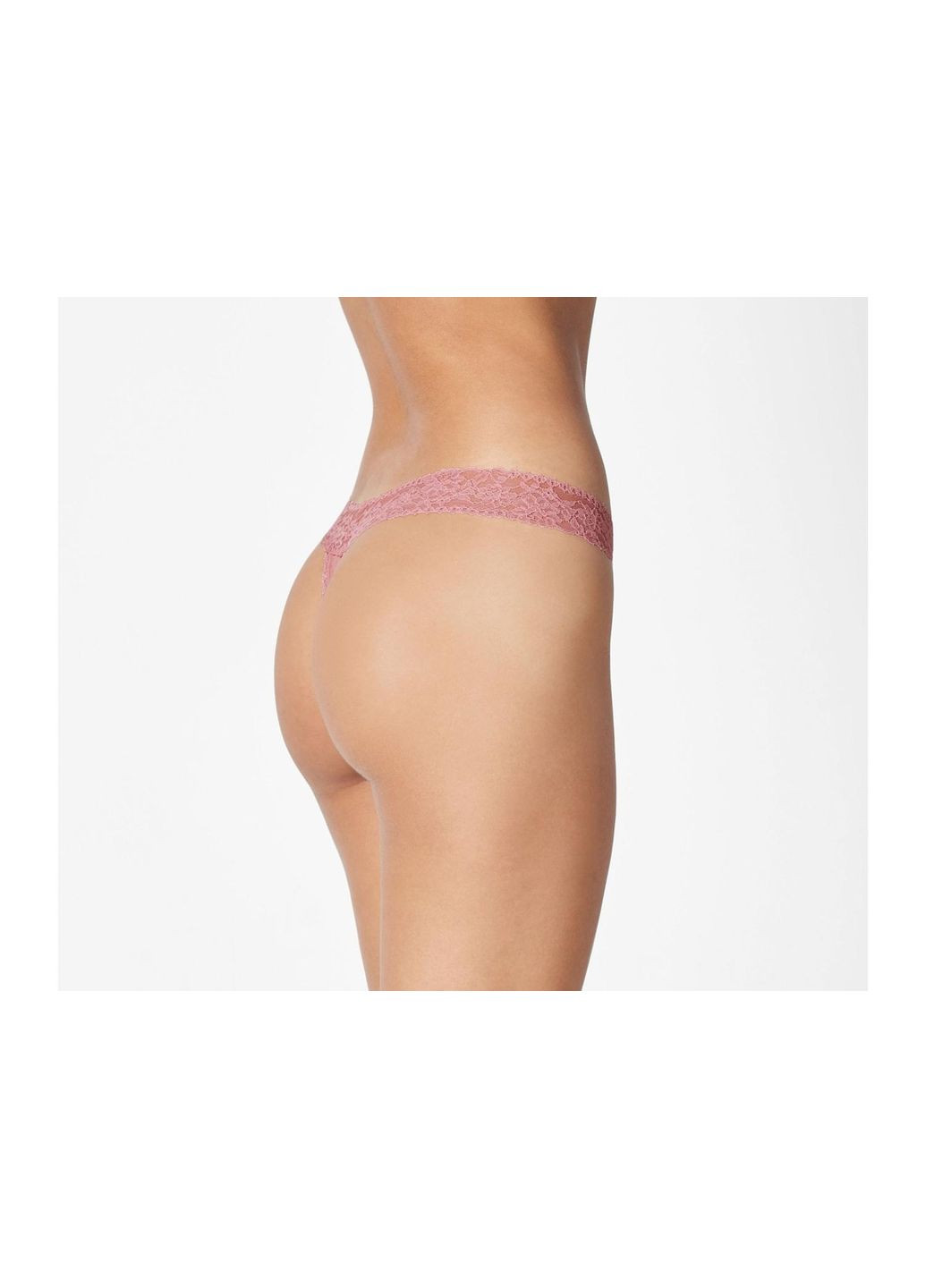 Трусики-стринги набір 5 шт. бавовняні мереживні для жінки LYCRA® 473571 рожевий Esmara С эластичным поясом (370563066)