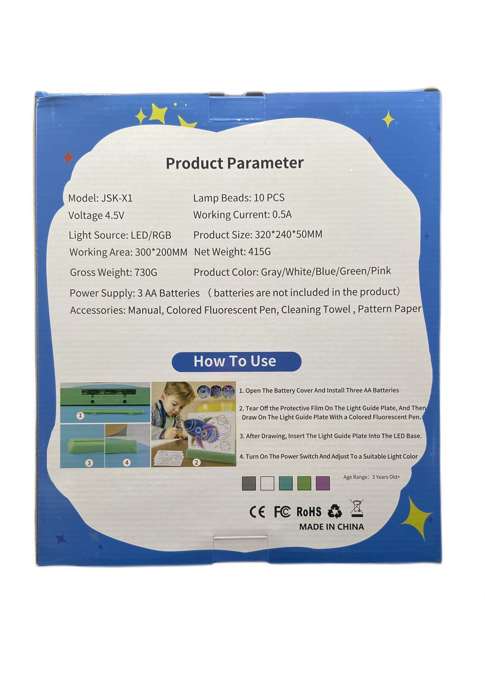 Магічна флуоресцентна 3D дошка для малювання 32*24 см Tenwin (322635150)