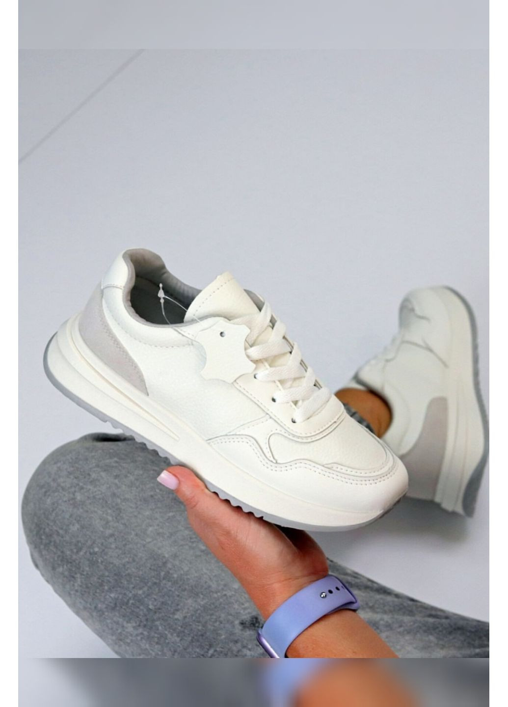 Білі жіночі кросівки з натуральної шкіри та замші Stilli Кросівки білі літо (349821252)